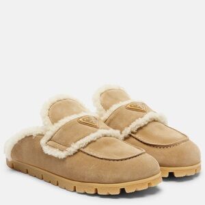Prada Suede and Shearling Mules